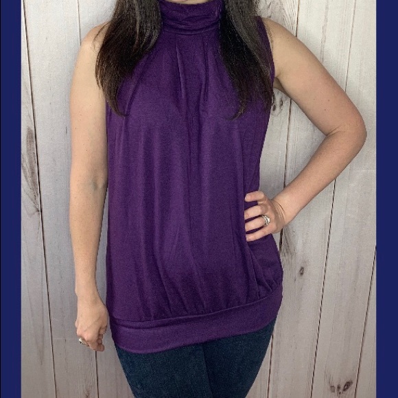 The Sawyer Top- purple mock neck sleeveless top - Picture 6 of 7